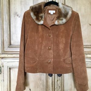 J. Marco suede jacket with faux fur trim, size S